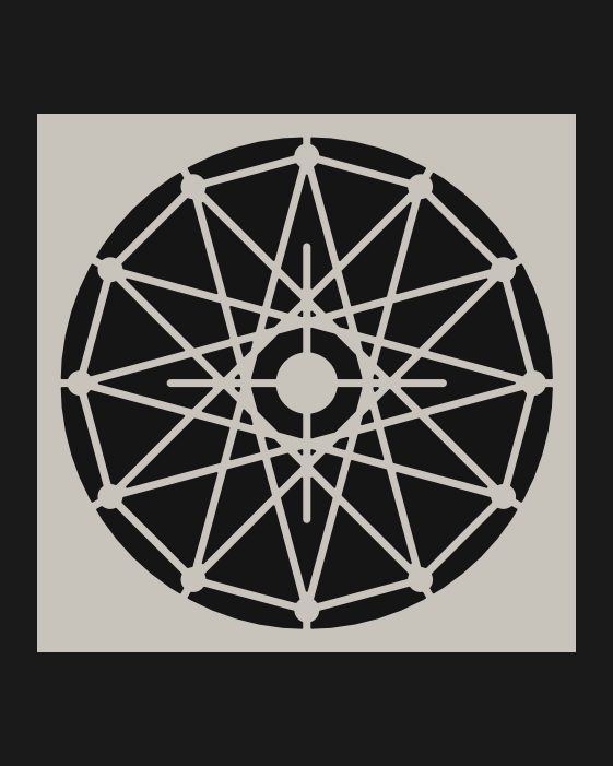 Digital preview of a square stencil cut with a 12-point star inside a circle